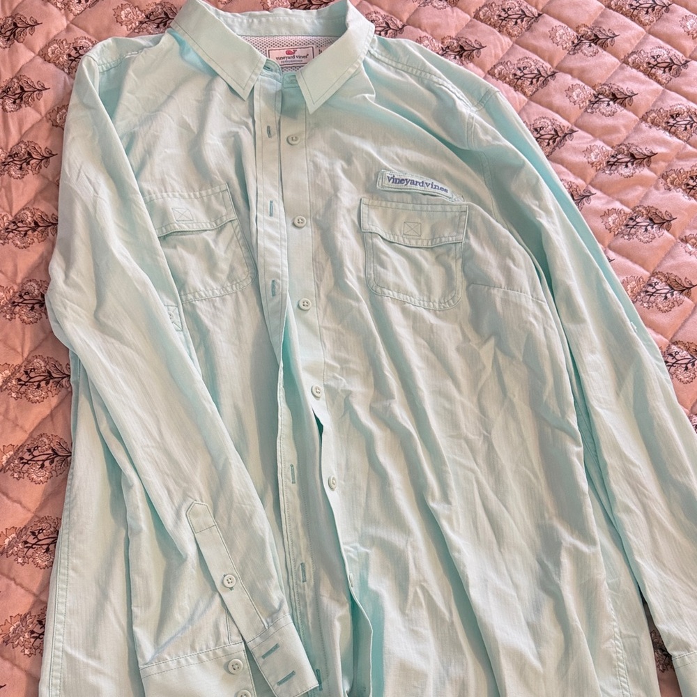 Vineyard Vines Aqua Long Sleeve Shirt